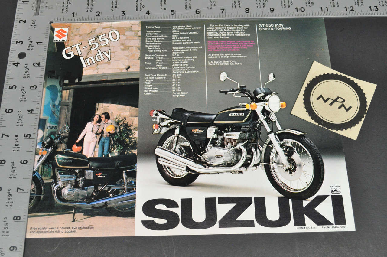 Vintage NOS 1976 Suzuki GT750 LeMans GT550 Indy Brochure Dealer Specs OEM