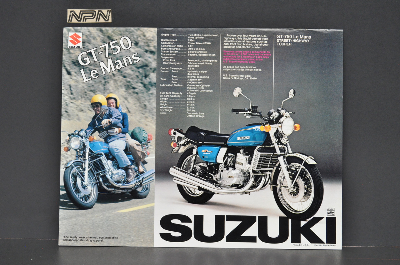 Vintage NOS 1976 Suzuki GT750 LeMans GT550 Indy Brochure Dealer Specs OEM