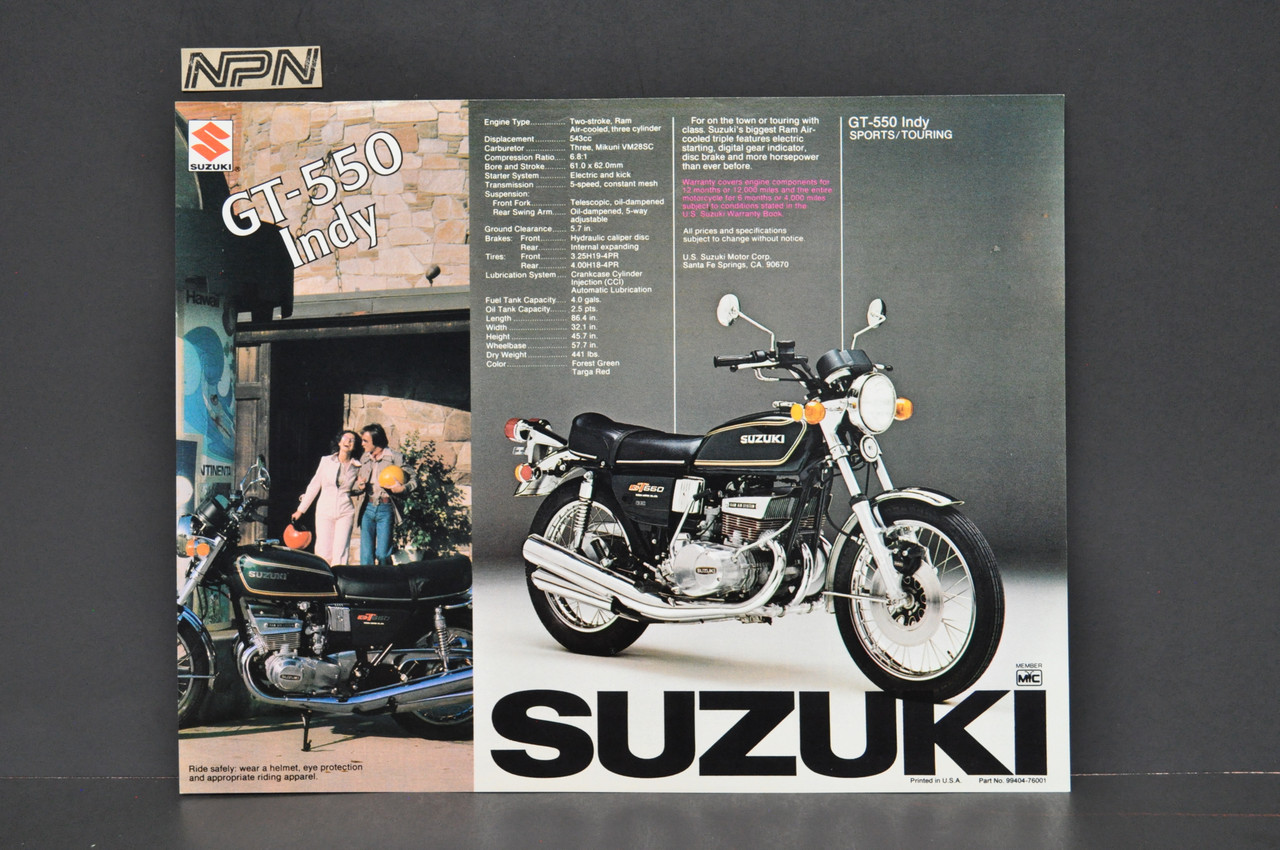 Vintage NOS 1976 Suzuki GT750 LeMans GT550 Indy Brochure Dealer Specs OEM