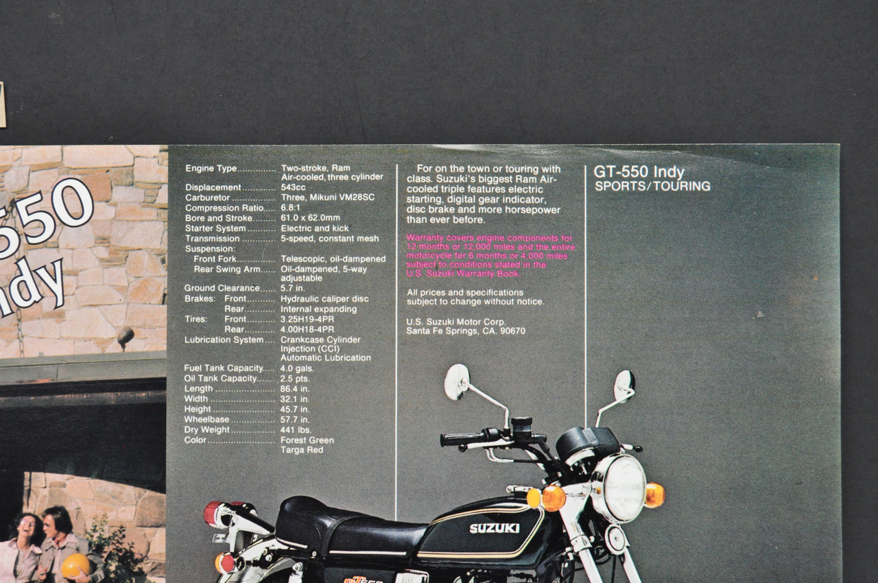 Vintage NOS 1976 Suzuki GT550 Indy GT750 LeMans Brochure OEM Dealer Specs