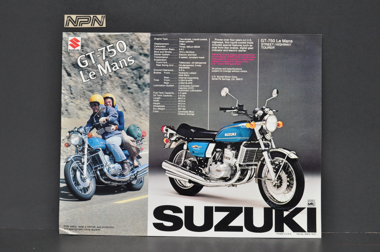 Vintage NOS 1976 Suzuki GT550 Indy GT750 LeMans Brochure OEM Dealer Specs