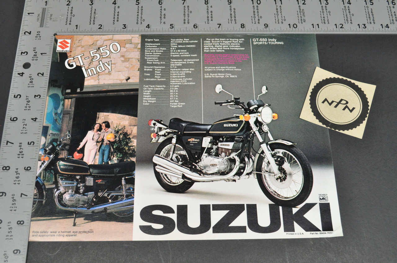 Vintage NOS 1976 Suzuki GT550 Indy GT750 LeMans Brochure OEM Dealer Specs