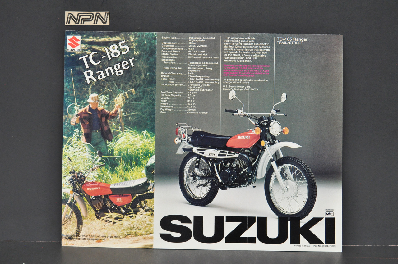 Vintage NOS 1976 Suzuki TS185 Sierra TC185 Ranger Brochure OEM Dealer Specs