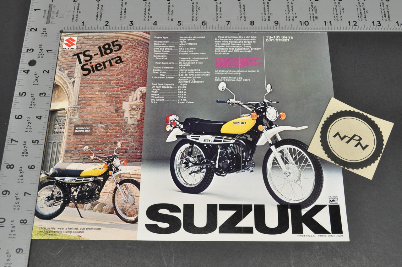 Vintage NOS 1976 Suzuki TS185 Sierra TC185 Ranger Brochure OEM Dealer Specs