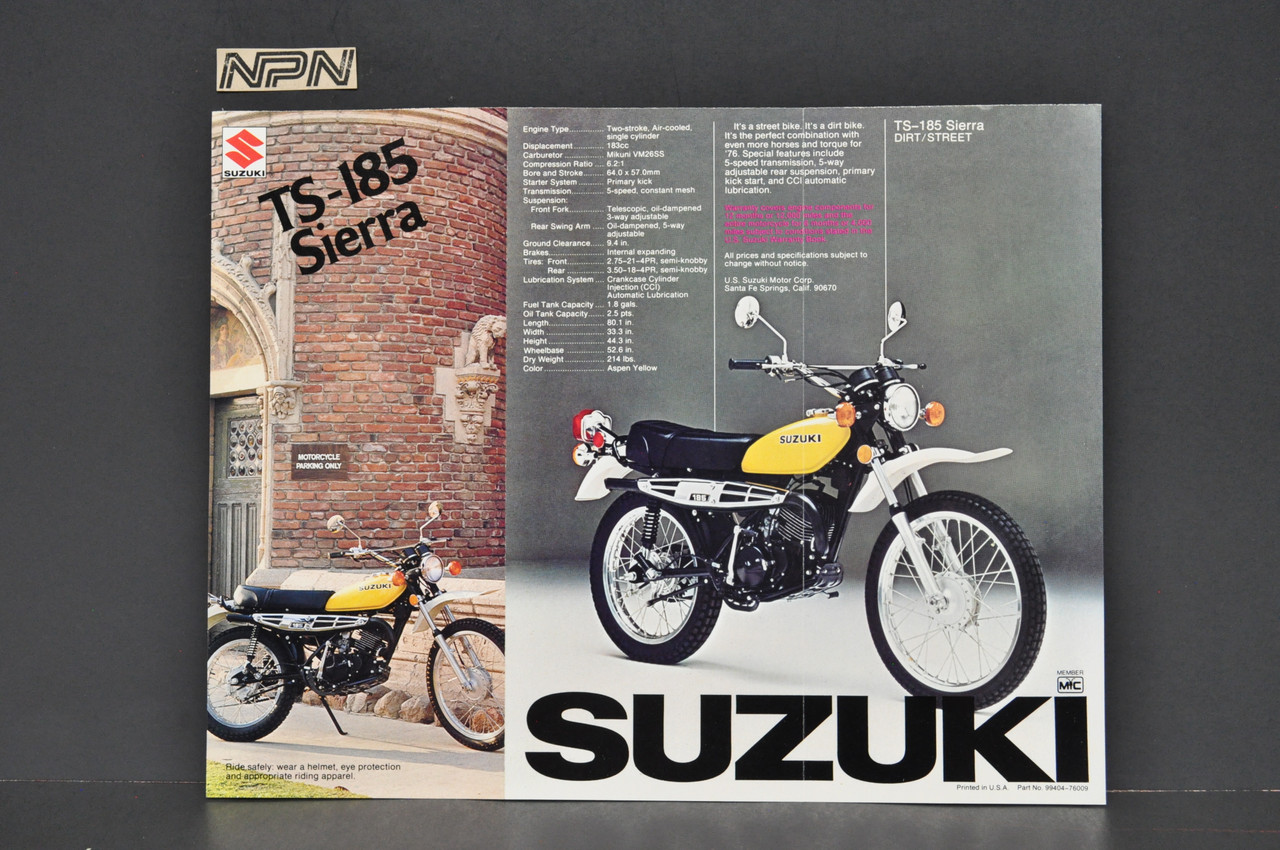 Vintage NOS 1976 Suzuki TS185 Sierra TC185 Ranger Brochure OEM Dealer Specs