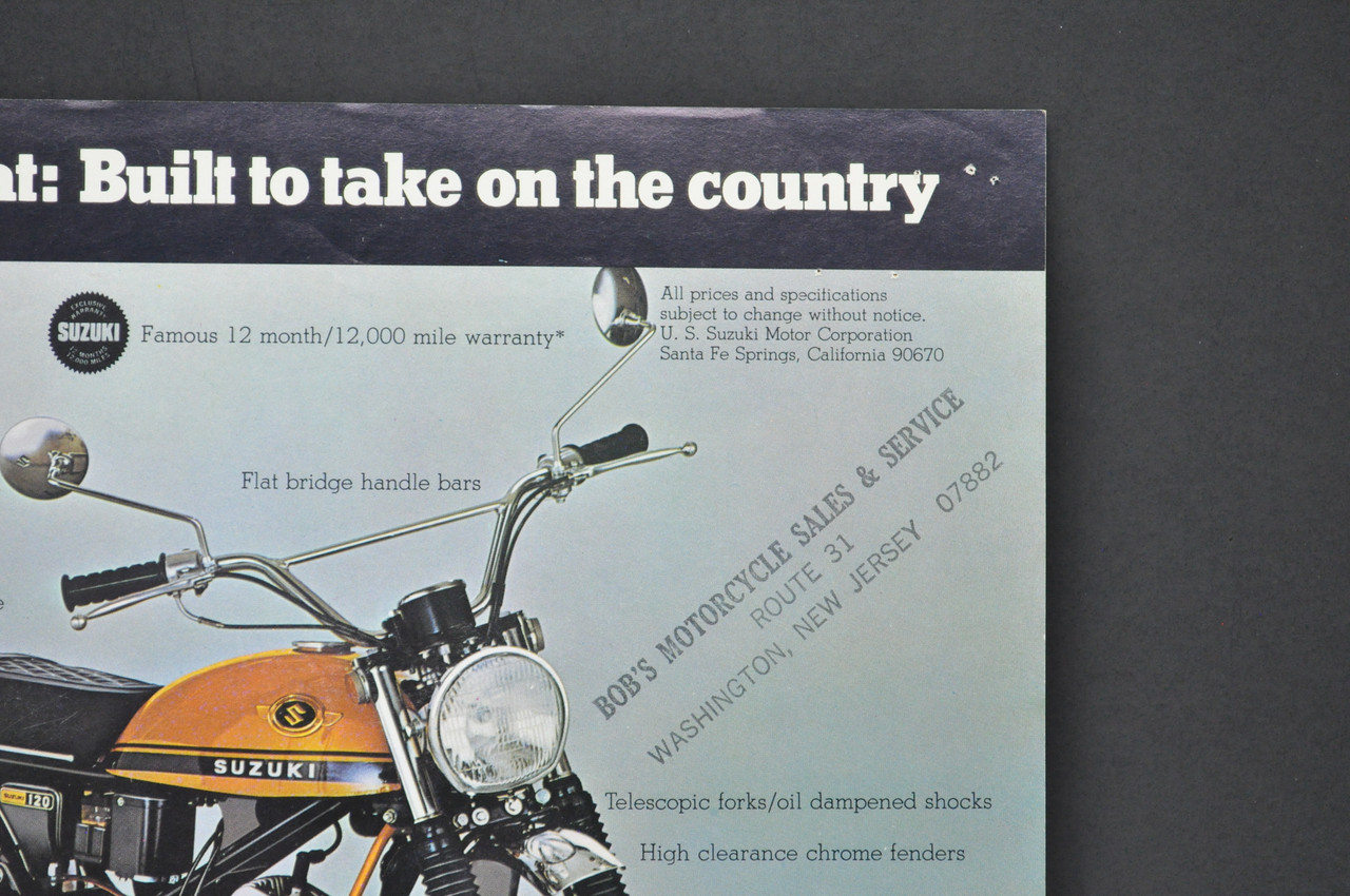Vintage NOS 1970 Suzuki TS250 II Savage TC120 II Cat Brochure Dealer Stamps OEM