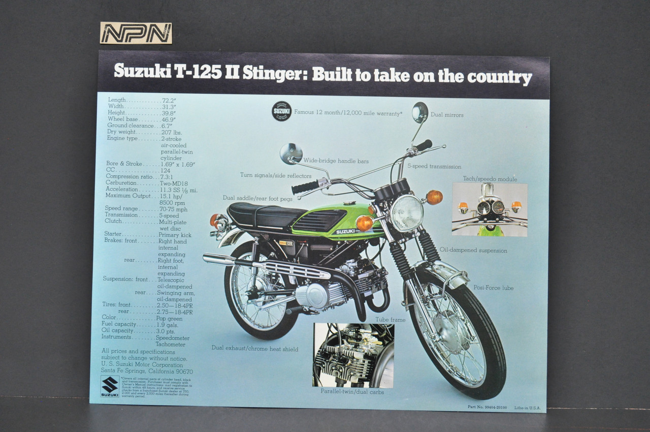 Vintage NOS 1970 T250 II Hustler T125 II Stinger Brochure Dealer Stamps OEM