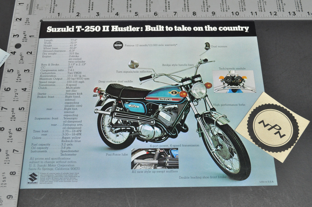Vintage NOS 1970 T125 II Stinger T250 II Hustler Brochure Dealer Stamps OEM
