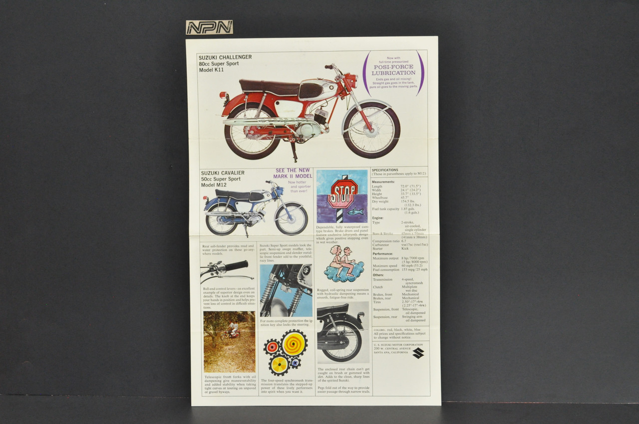 VTG NOS 1960s Suzuki Challenger K11 Cavalier M12 Sales Brochure Dealer Specs