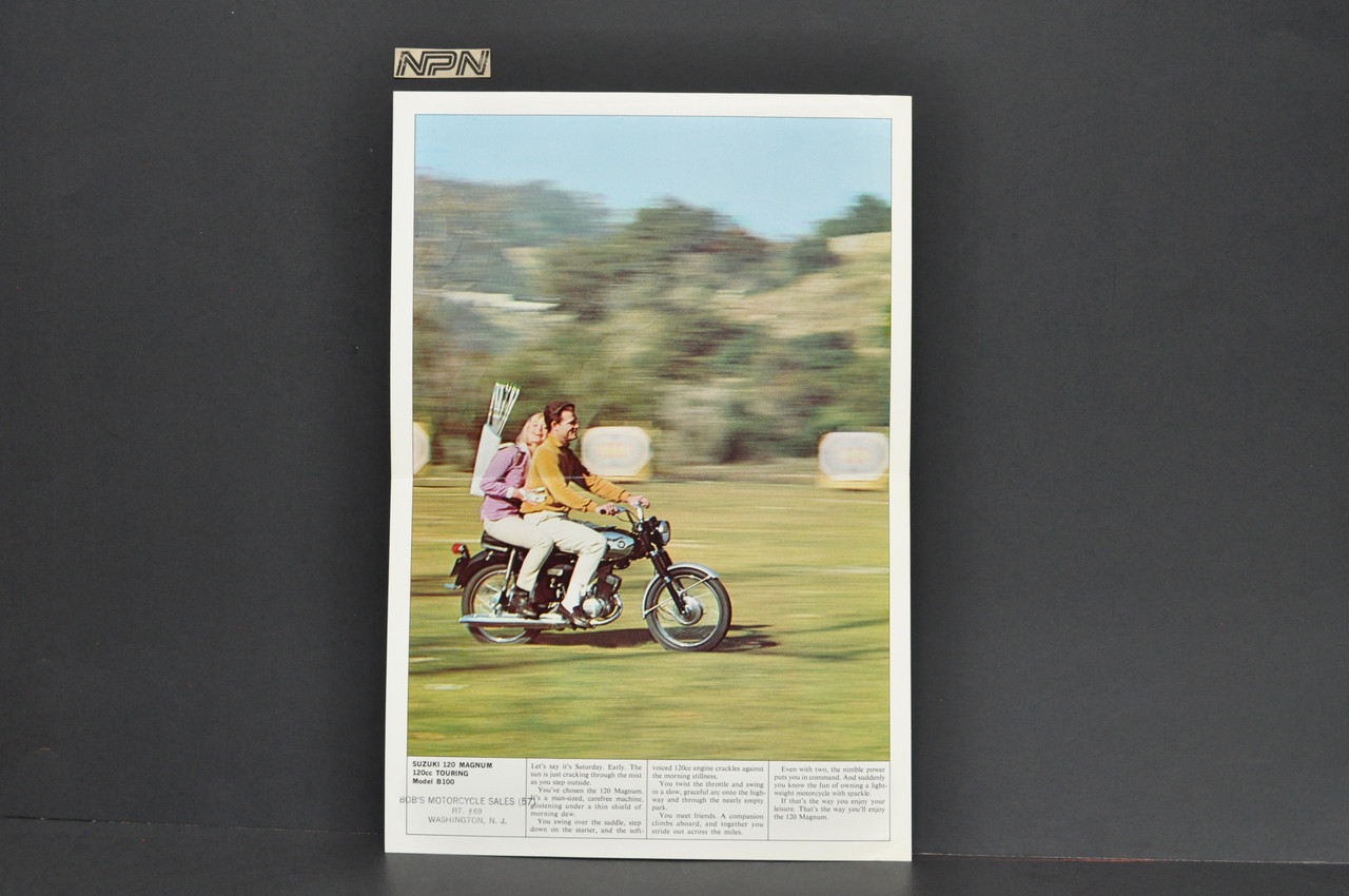 Vintage NOS 1960s Suzuki 120 Magnum B100 Brochure Motorcycle Dealer Specs OEM