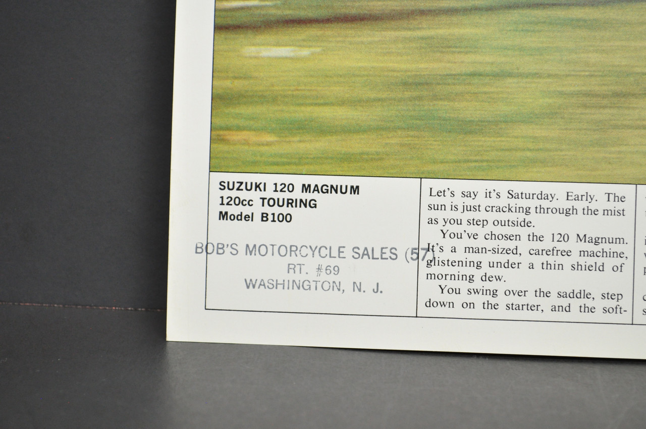 Vintage NOS 1960s Suzuki 120 Magnum B100 Brochure Motorcycle Dealer Specs OEM
