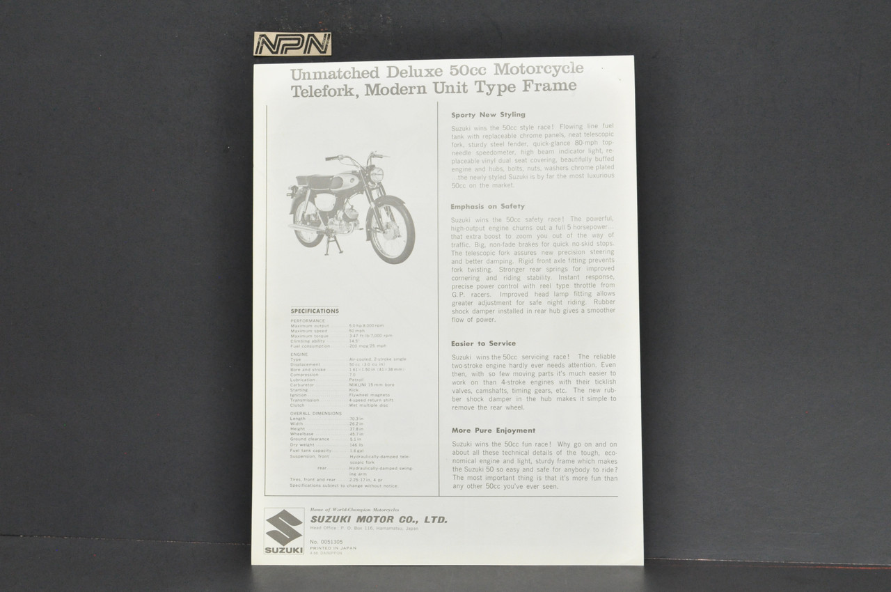 VTG NOS 1966 Suzuki 50 Collegian M15 Mark II Brochure Motorcycle Dealer Specs
