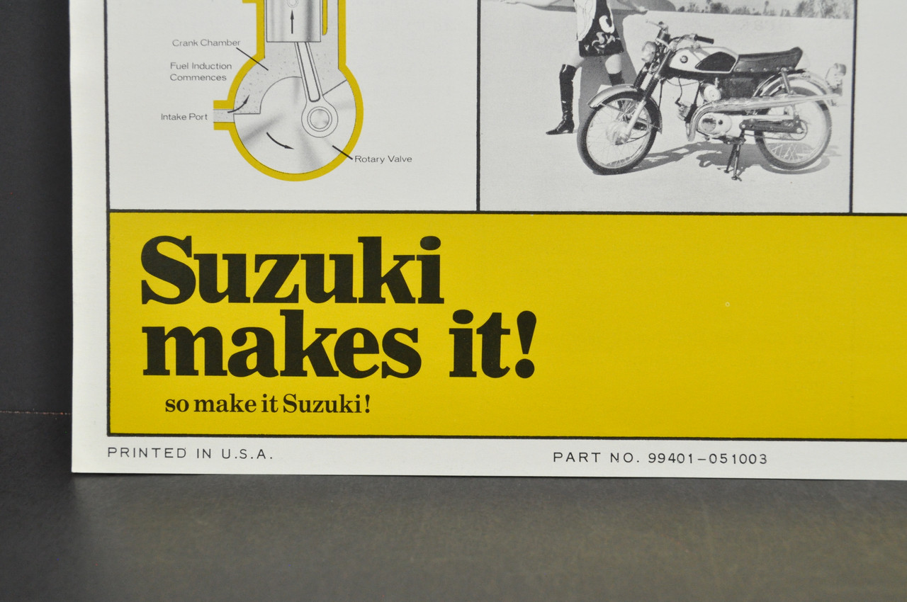 Vintage NOS 1968 Suzuki AS50 Colt Brochure Motorcycle Dealer Specs OEM