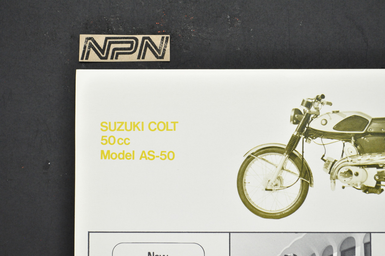 Vintage NOS 1968 Suzuki AS50 Colt Brochure Motorcycle Dealer Specs OEM