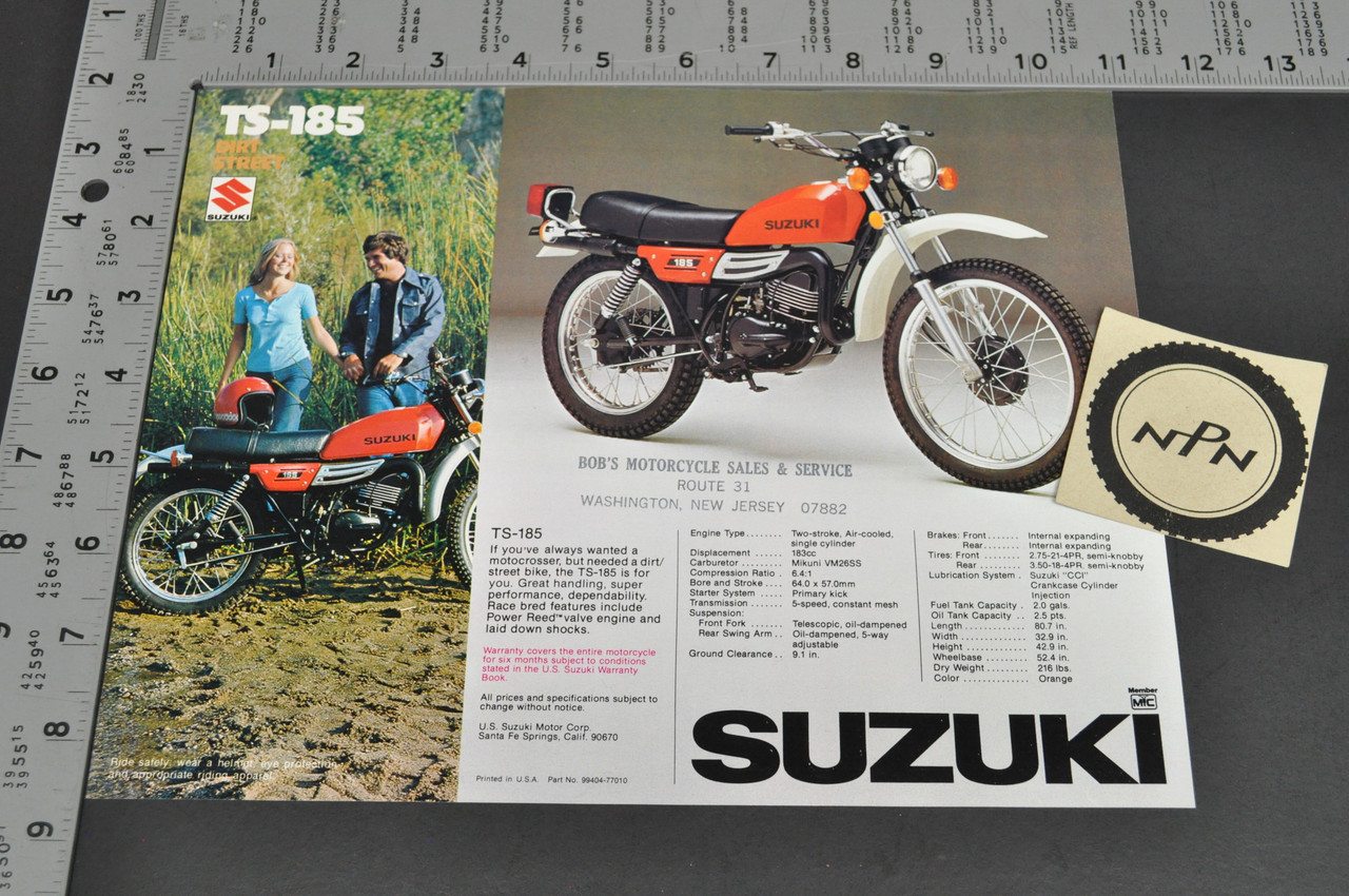 Vintage NOS 1977 Suzuki TS250 TS185 Brochure Motorcycle Dealer Specs OEM