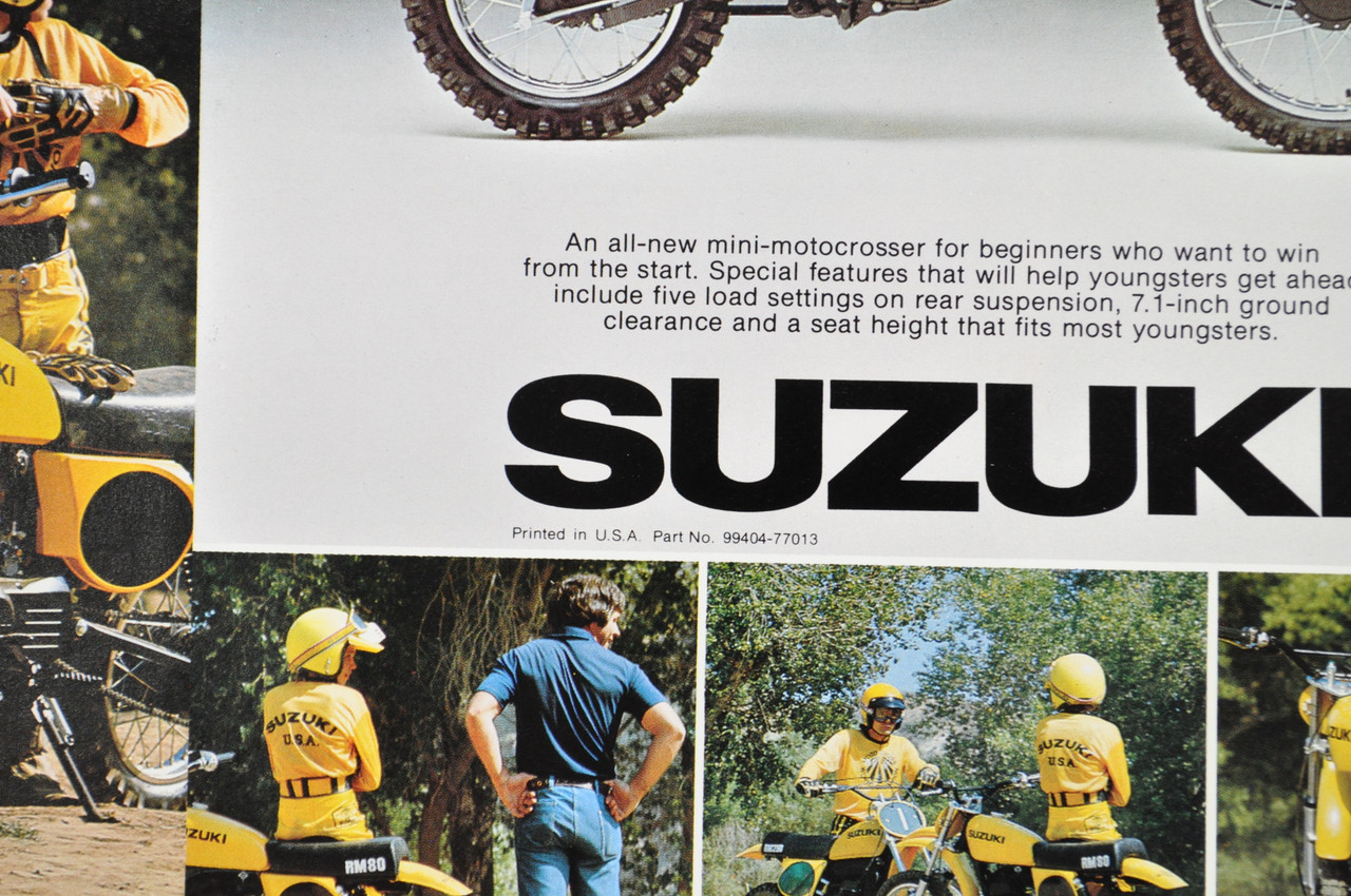 Vintage NOS 1976 Suzuki RM80 Brochure Motorcycle Specs Dealer Stamps MX OEM