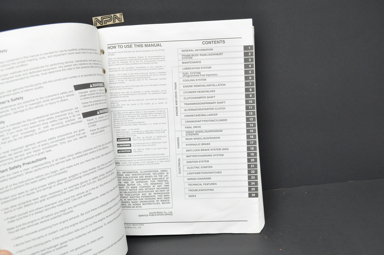 Vintage 2003-04 ST1300 A Motorcycle Shop Service Manual