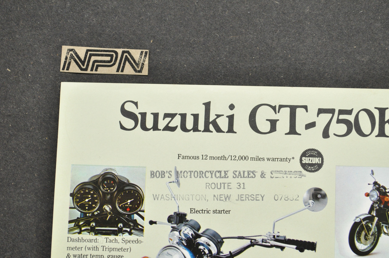 Vintage NOS 1973 Suzuki GT550 K Indy GT750 K LeMans Brochure OEM Dealer Specs