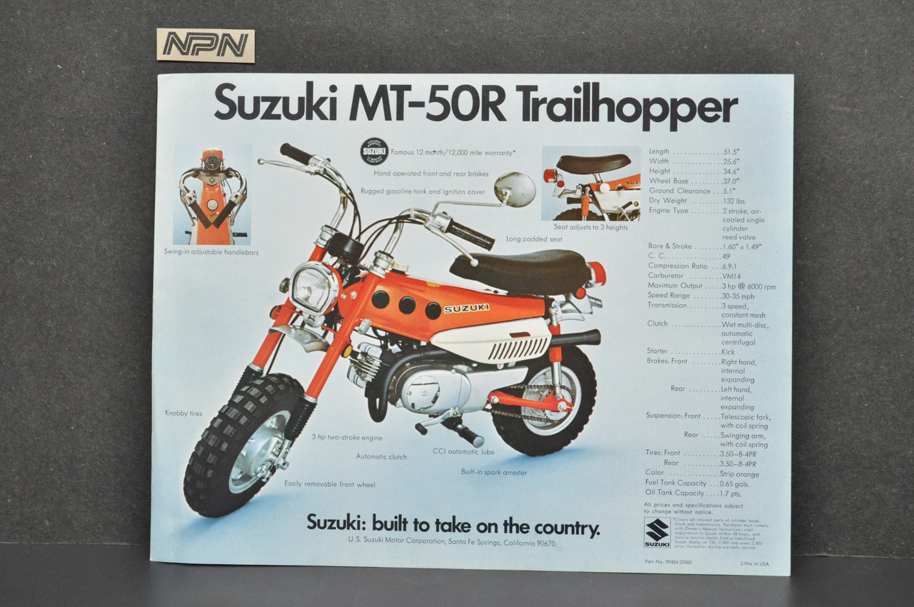 Vintage NOS 1971 Suzuki F50 R Cutlass MT50 R Trailhopper Brochure Dealer Specs
