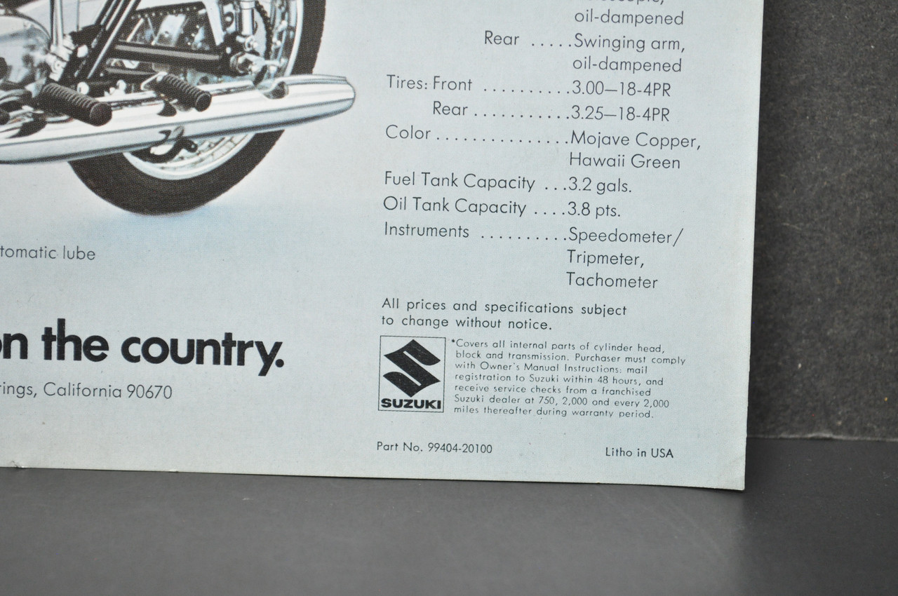 Vintage NOS 1971 Suzuki T250 R Hustler T125 R Stinger Brochure OEM Dealer Specs