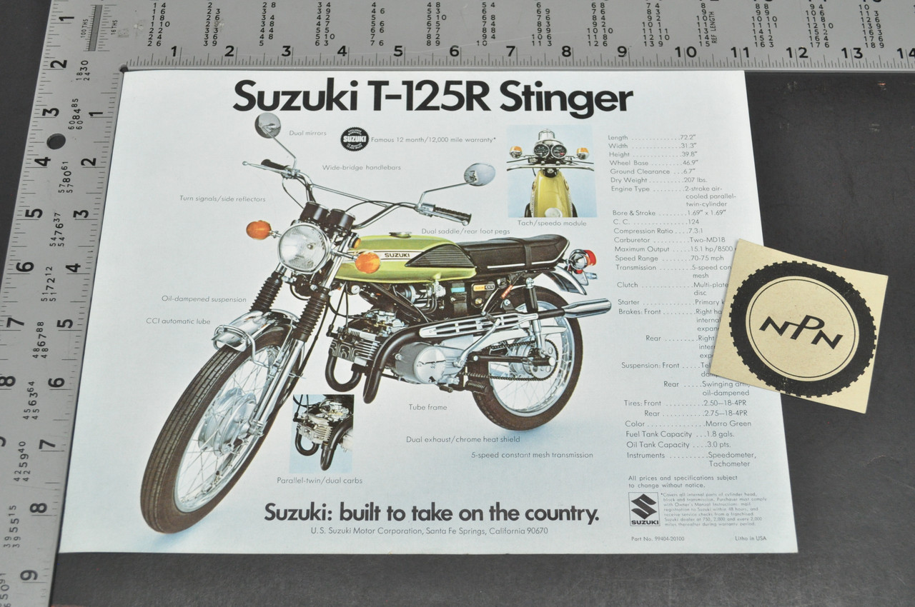 Vintage NOS 1971 Suzuki T250 R Hustler T125 R Stinger Brochure OEM Dealer Specs