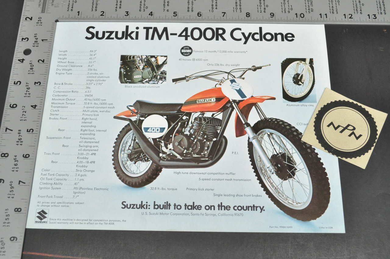 Vintage NOS 1971 Suzuki TM400 R Cyclone TS250 R Savage Brochure OEM Dealer Specs