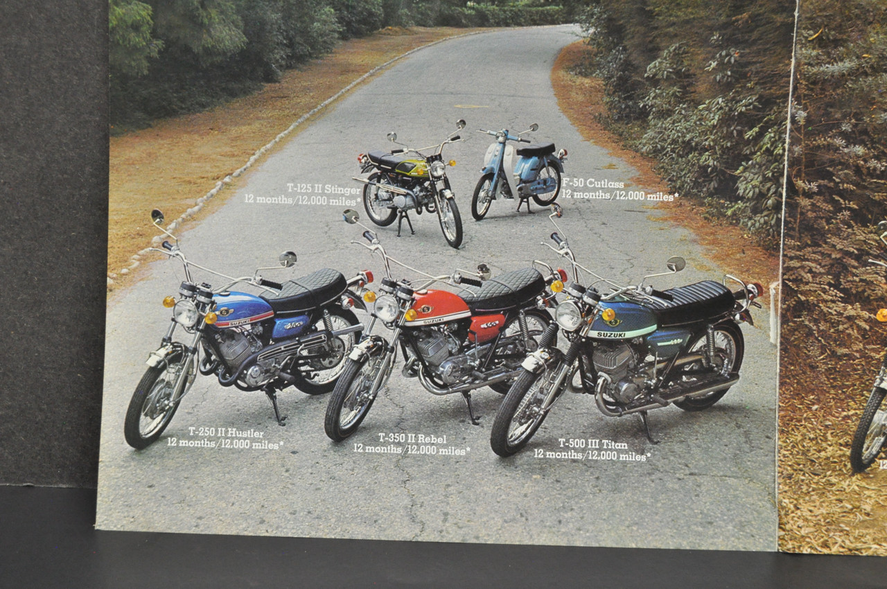 VTG 1970 Suzuki Motorcycle Brochure AC50 TC120 T250II T350II T500III TS90 TC90