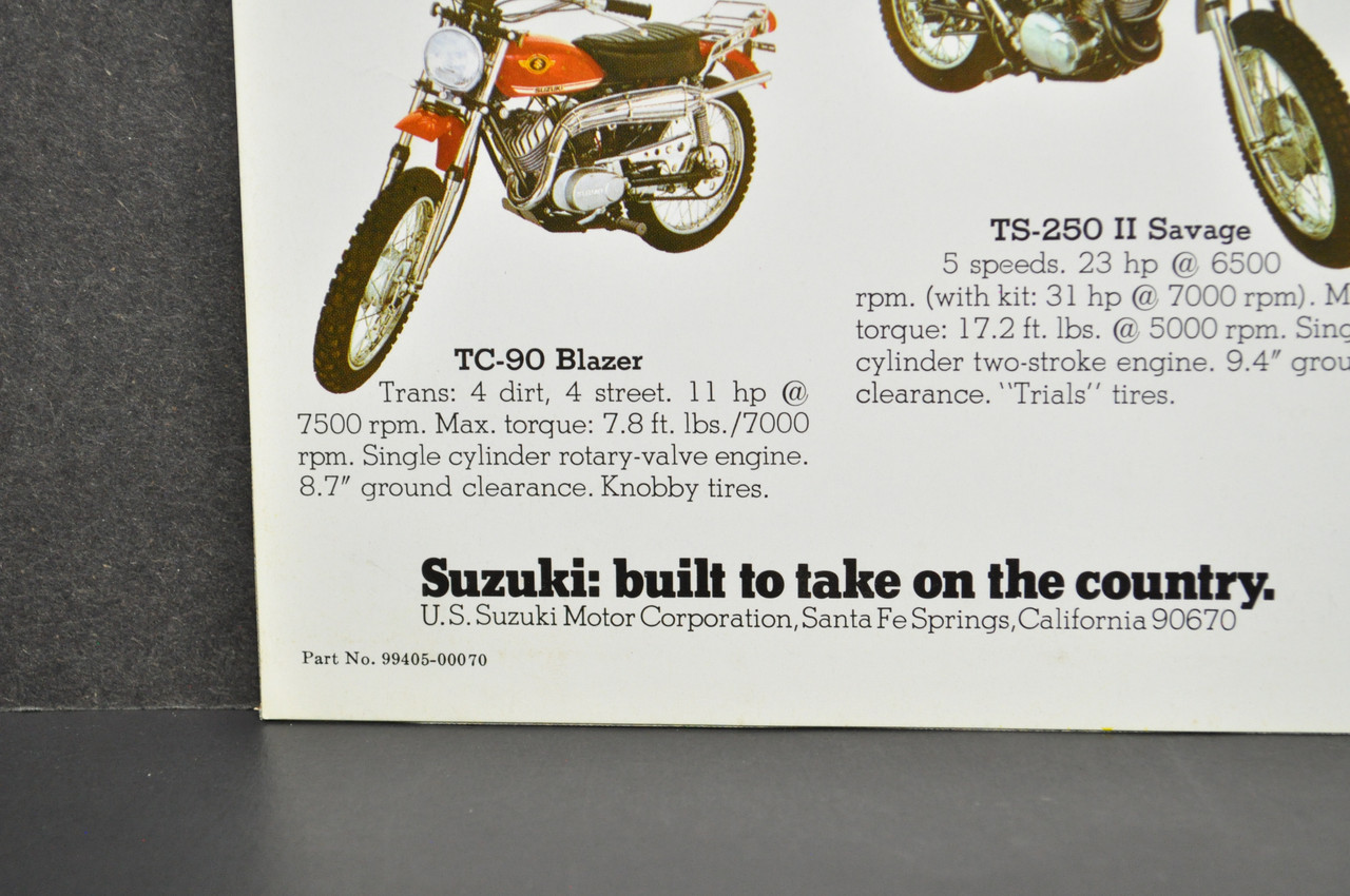 VTG 1970 Suzuki Motorcycle Brochure AC50 TC120 T250II T350II T500III TS90 TC90