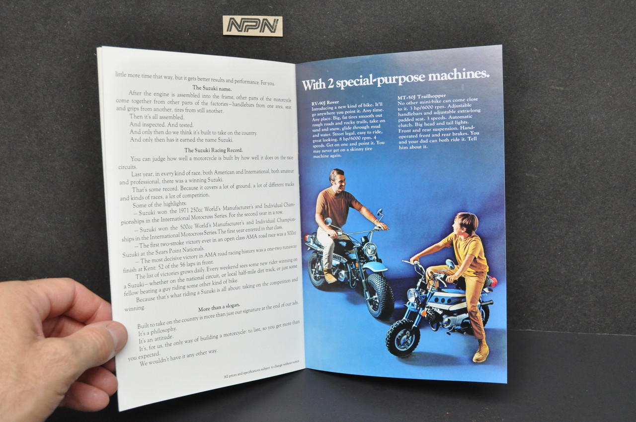 Vintage 1972 Suzuki Motorcycle Brochure T500 T350 TS250 TS185 TS125 TC185 TS90