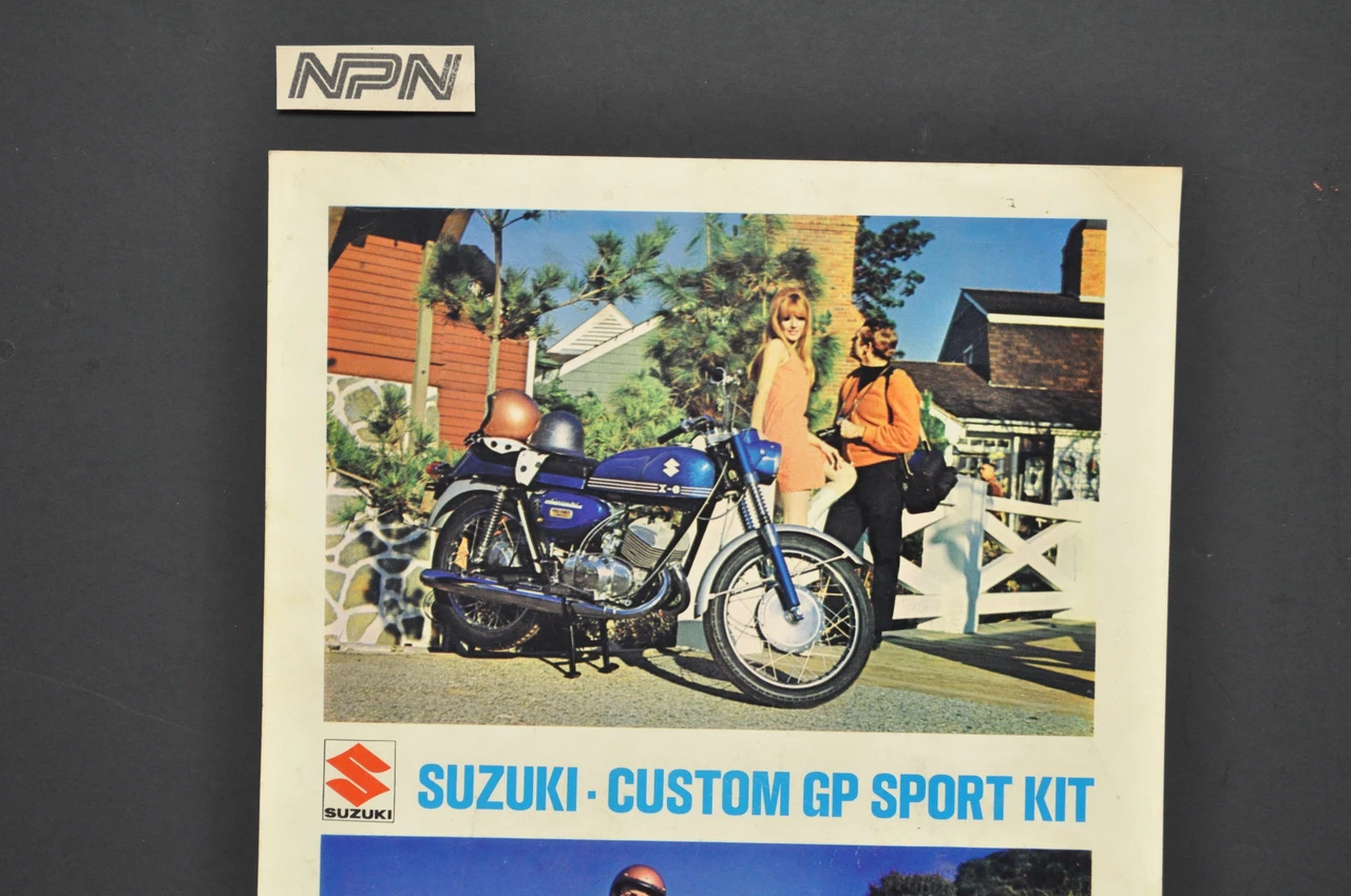 VTG 1968 Suzuki Custom GP Sport Kit Dealer Sales Sheet X6 Hustler OEM Brochure