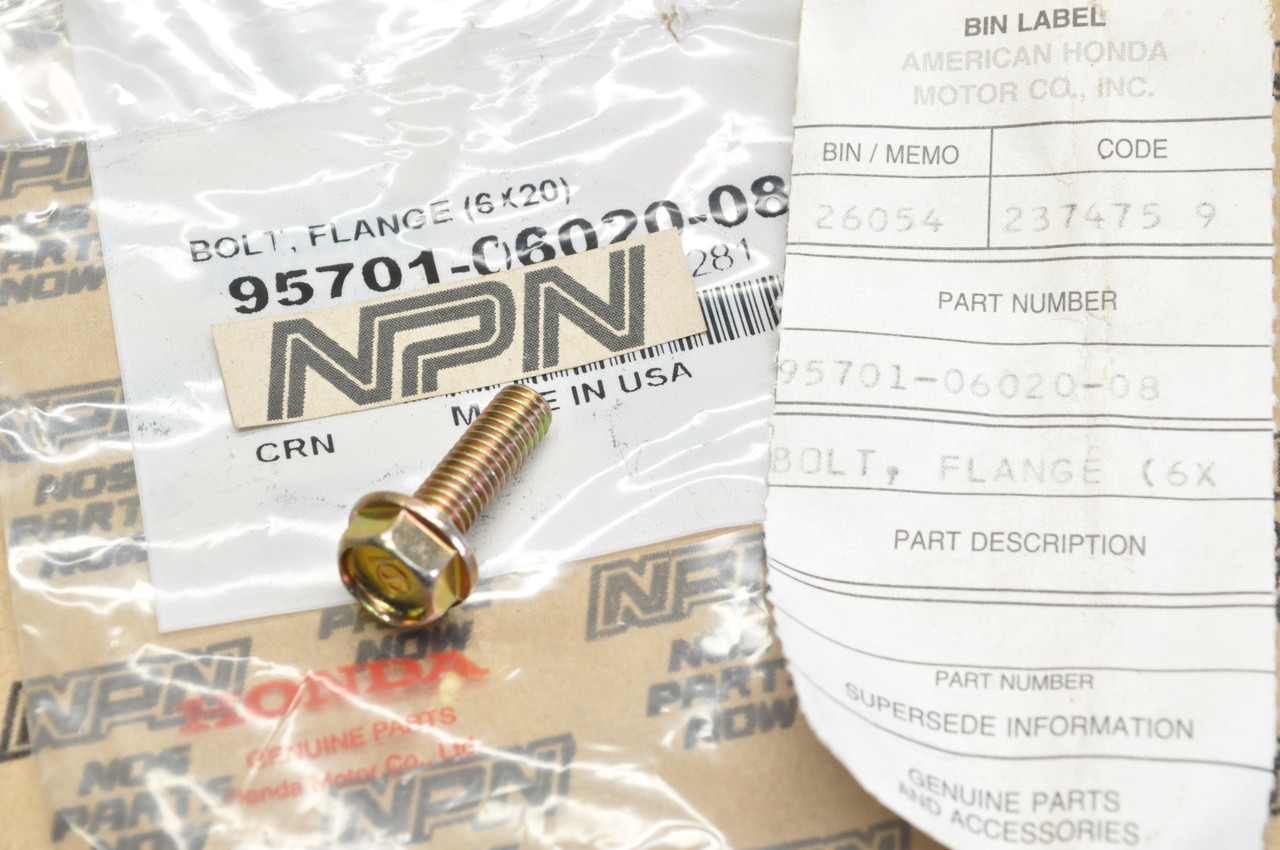 NOS Honda ATC110 CB750 GL1200 TRX250 VT700 XL600 XR350 Bolt 95701-06020-08