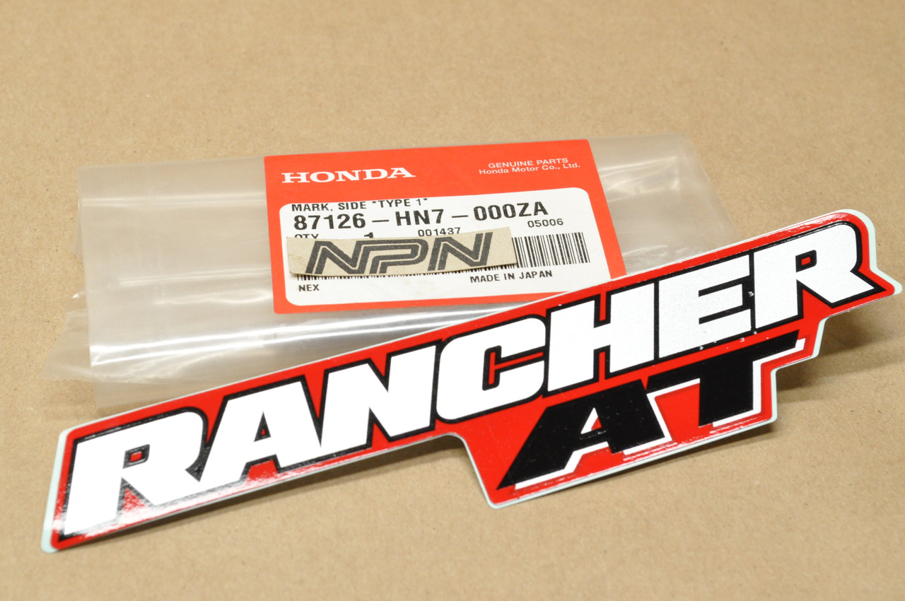 NEW OEM Honda TRX400 Rancher AT Side Cover Logo Emblem Decal 87126-HN7-000 ZA