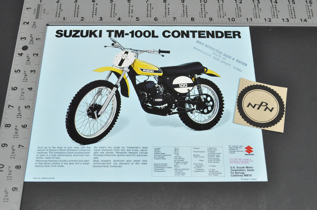 Vintage NOS 1973 Suzuki TS125 K Duster TM125 K Challenger Brochure Dealer Specs