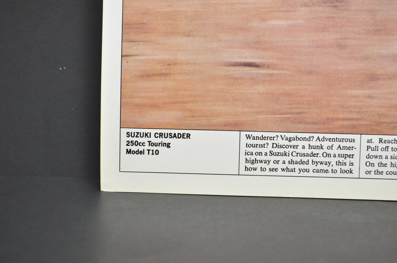 Vintage 1960s Suzuki T10 Crusader Motorcycle Brochure Dealer Specs Poster OEM