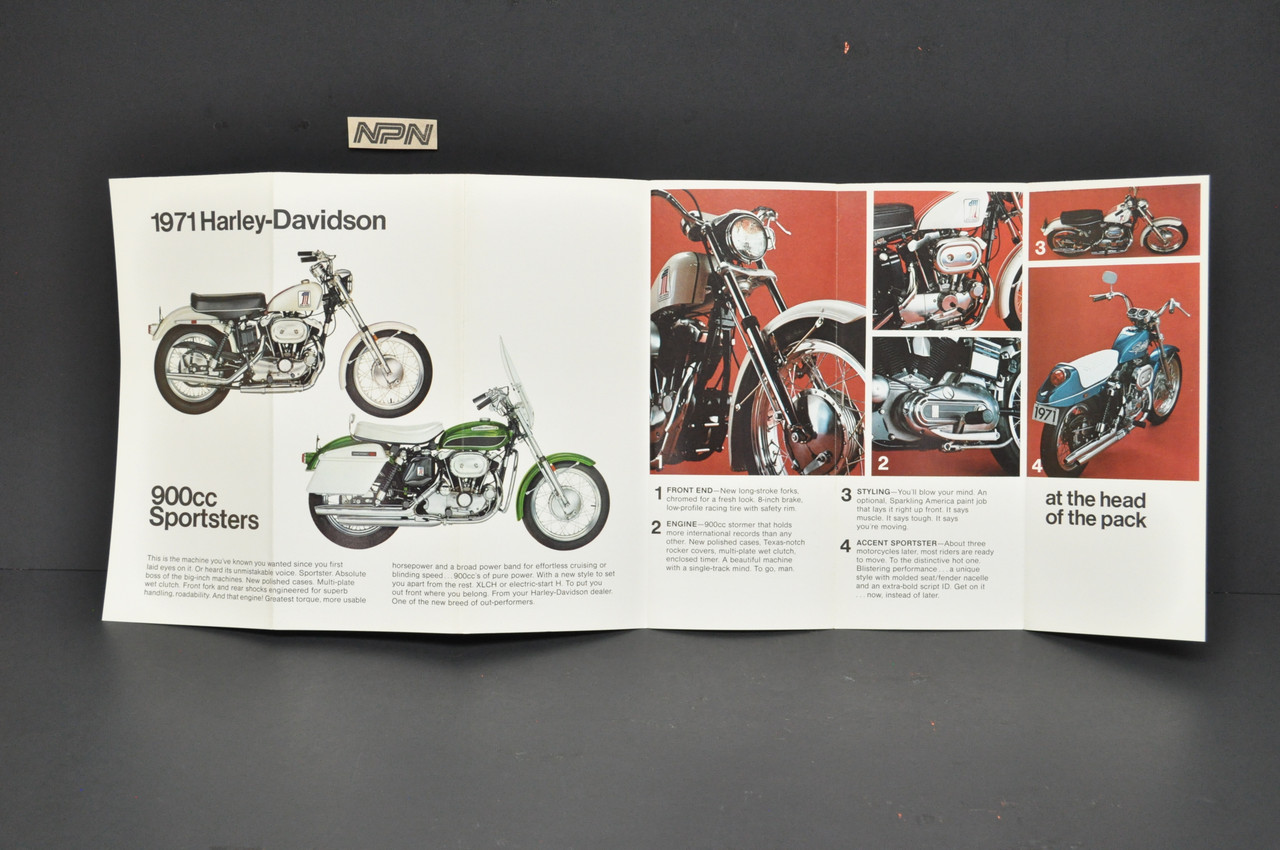 Vintage NOS 1971 Harley Davidson Sportster XLH XLCH Brochure Dealer Specs OEM