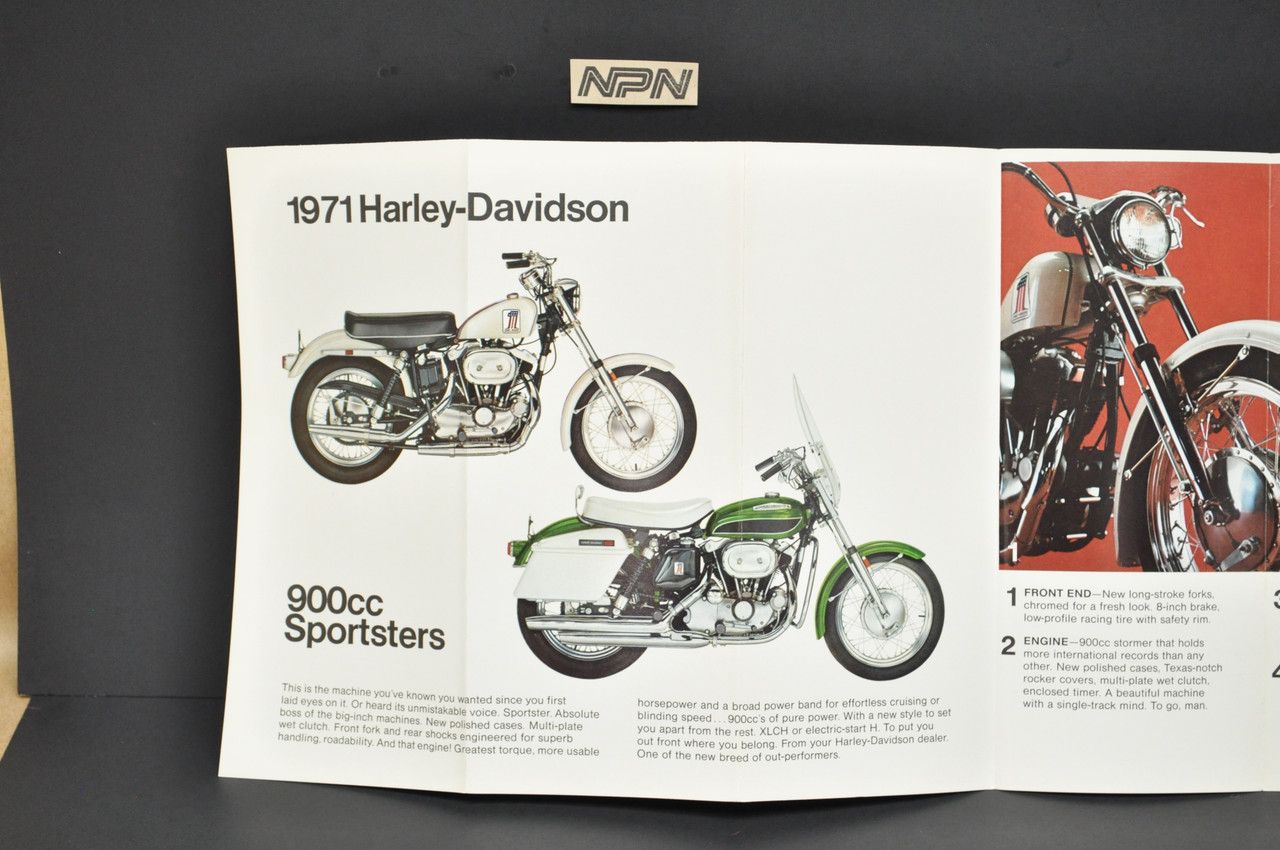 Vintage NOS 1971 Harley Davidson Sportster XLH XLCH Brochure Dealer Specs OEM