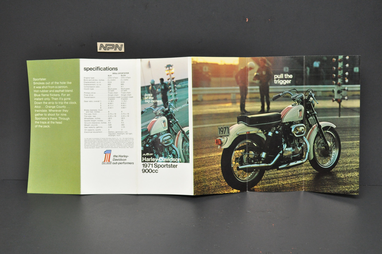 Vintage NOS 1971 Harley Davidson Sportster XLH XLCH Brochure Dealer Specs OEM