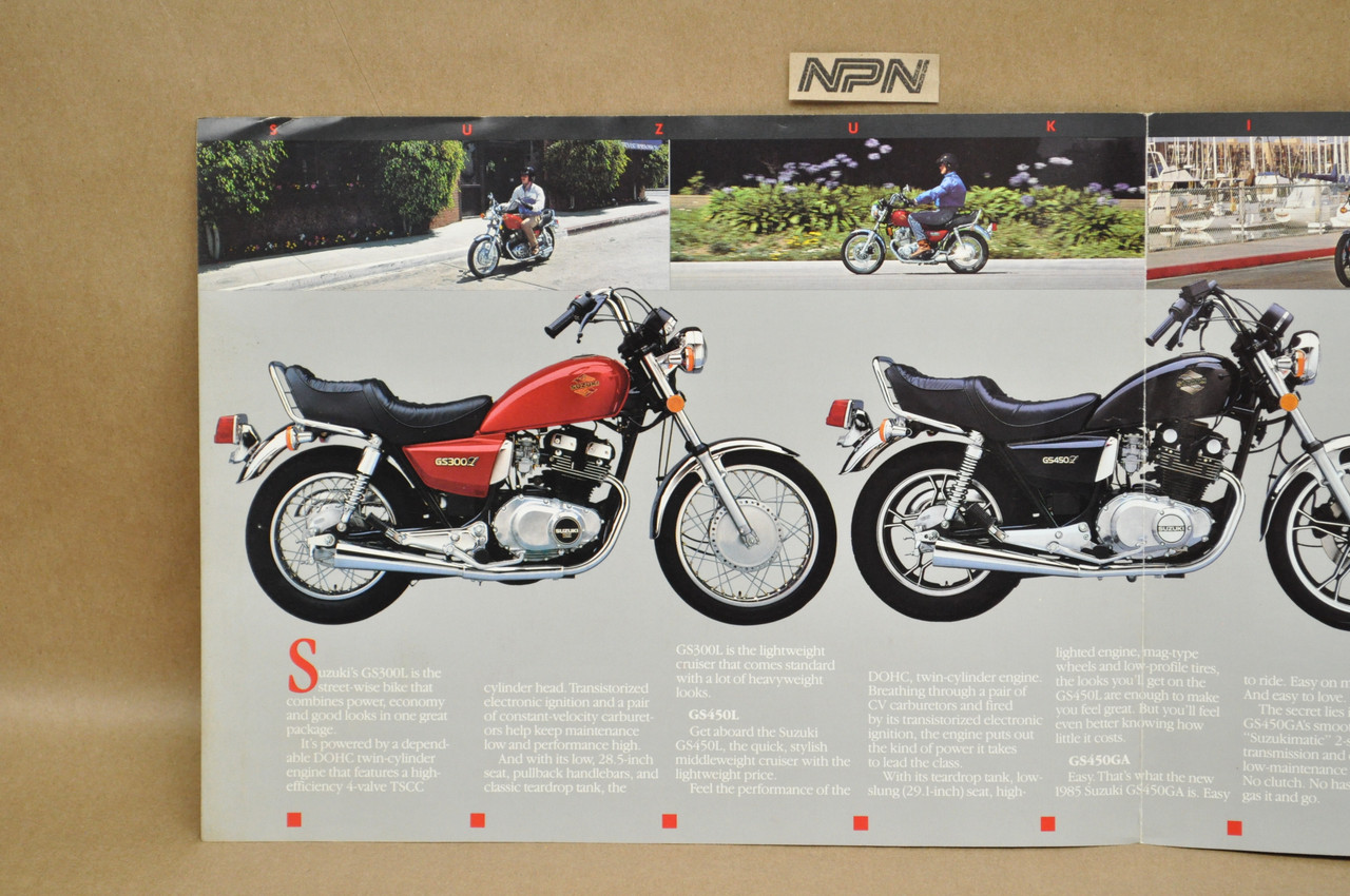 VTG 1985 Suzuki GS300 L GS450 L GS450 GA Brochure OEM Dealer Stamp Specs