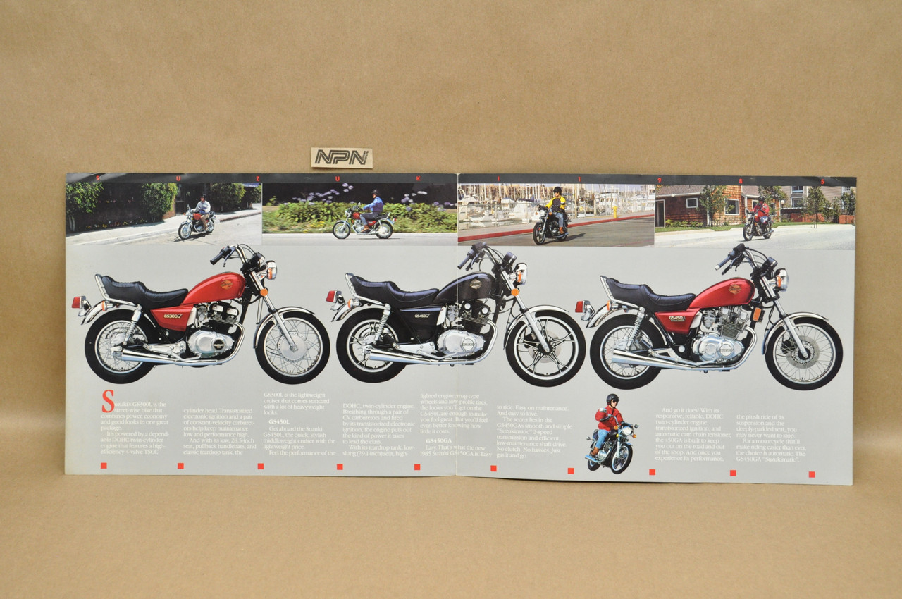 VTG 1985 Suzuki GS300 L GS450 L GS450 GA Brochure OEM Dealer Stamp Specs