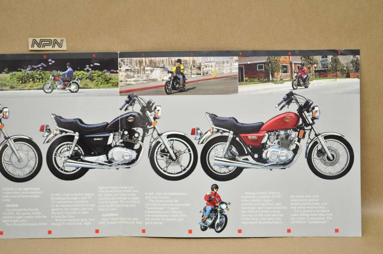 VTG 1985 Suzuki GS300 L GS450 L GS450 GA Brochure OEM Dealer Stamp Specs