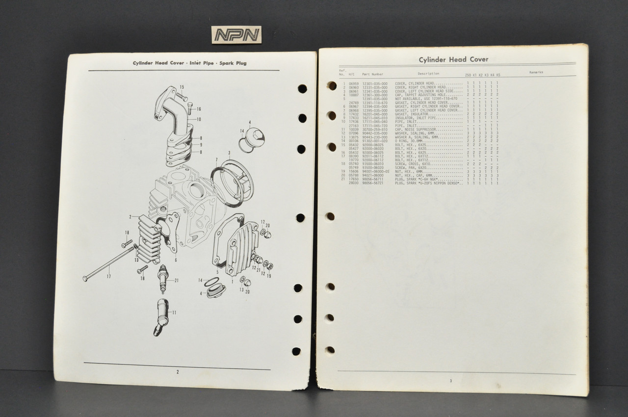 Vintage 1968-74 Honda Z50 K0-K5 Parts Catalog Book Diagram Manual 3rd Edition