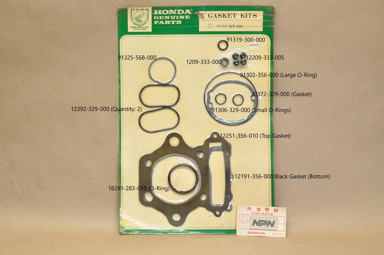 NOS Honda XL350 Top End Gasket O-Ring Seal Kit 06110-356-000