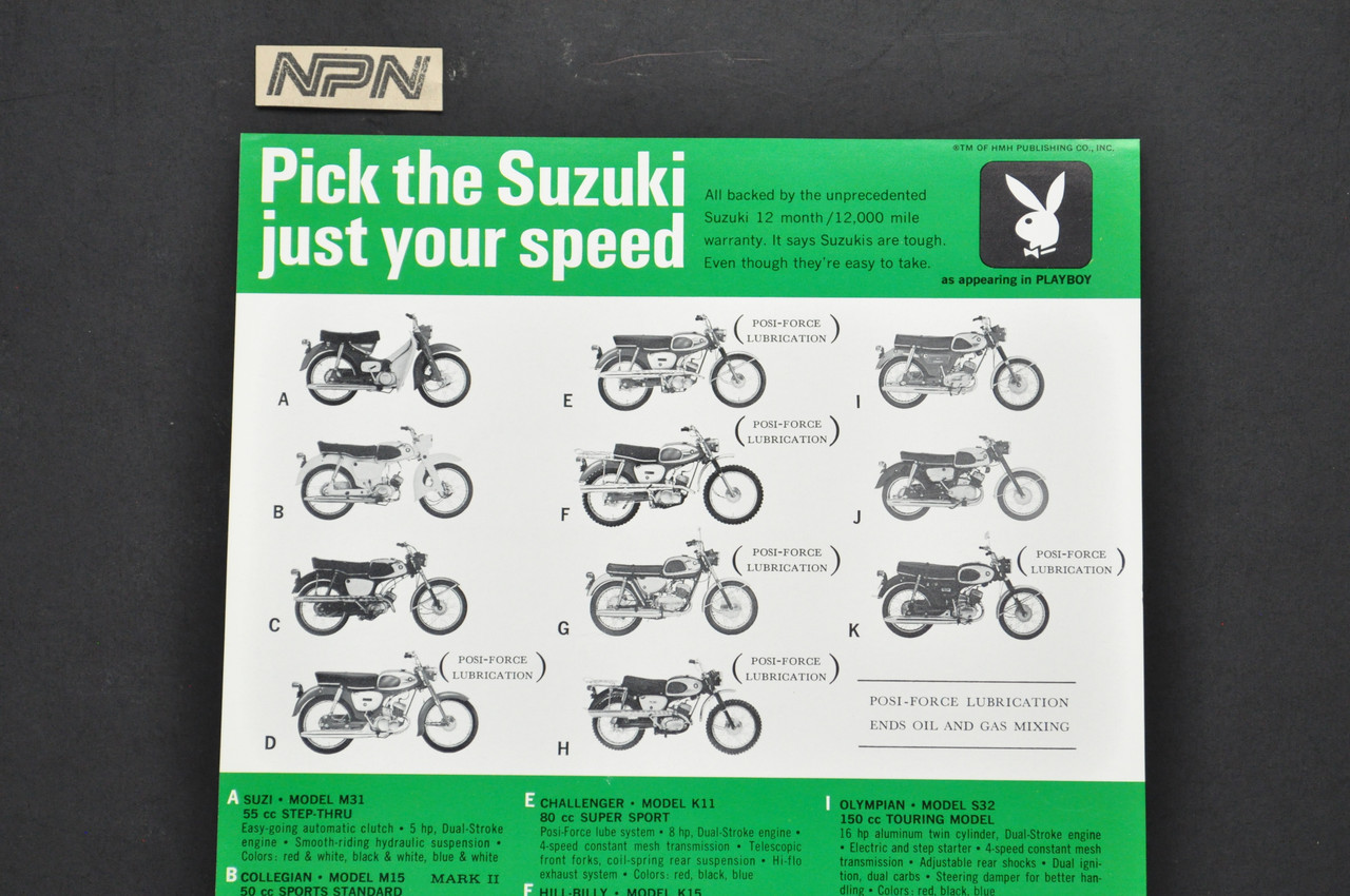 Vintage NOS 1966 Suzuki Motorcycle Brochure Playboy T20 Hustler Better Time PL-6