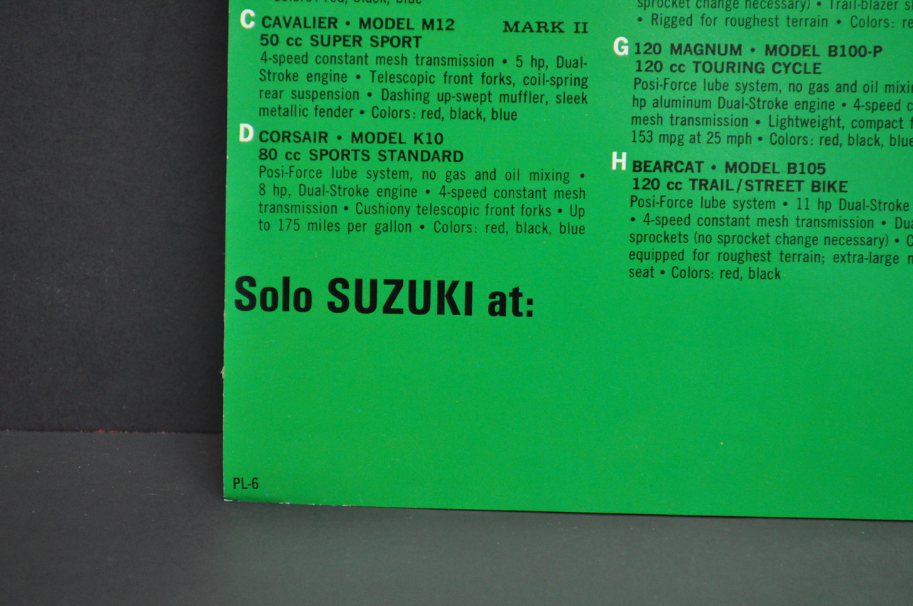 Vintage NOS 1966 Suzuki Motorcycle Brochure Playboy T20 Hustler Better Time PL-6
