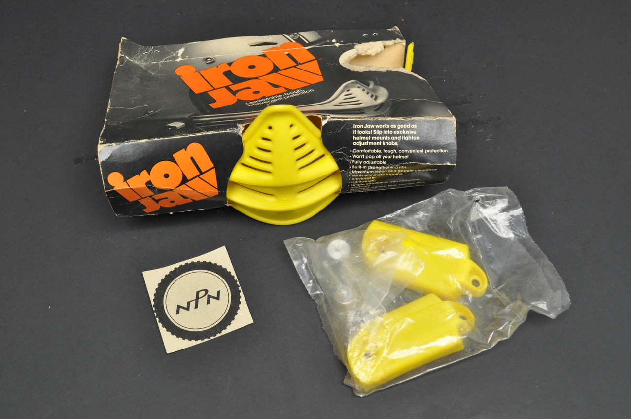 VTG NOS 1975 Iron Jaw Motorcycle Helmet Faceguard Protector Motocross BMX Yellow AHRMA