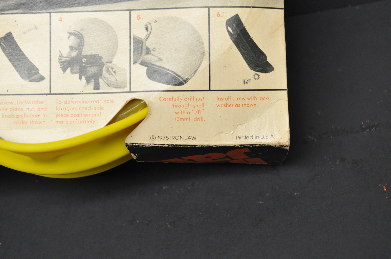 VTG NOS 1975 Iron Jaw Motorcycle Helmet Faceguard Protector Motocross BMX Yellow AHRMA