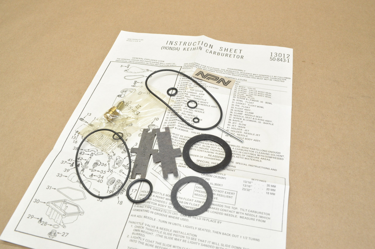 NOS Honda CR250 M Techlit Carburetor Needle Gasket O-Ring Rebuild Kit 13012