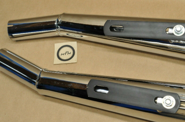 NOS Honda CB350 CB360 Taiwan Chrome Megaphone Exhaust Muffler Pipe Set 01-1000