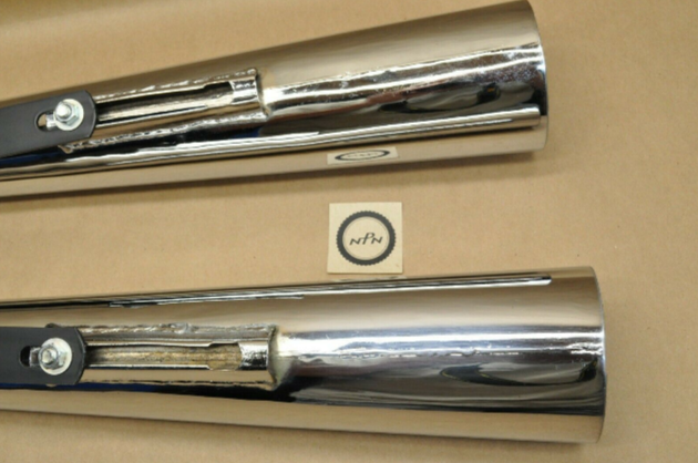 NOS Honda CB350 CB360 Taiwan Chrome Megaphone Exhaust Muffler Pipe Set 01-1000