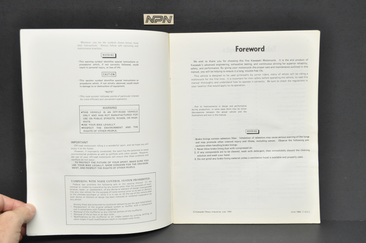 Vintage Kawasaki 1984 KDX80 C2 Motorcycle Service Shop Repair Owners Manual